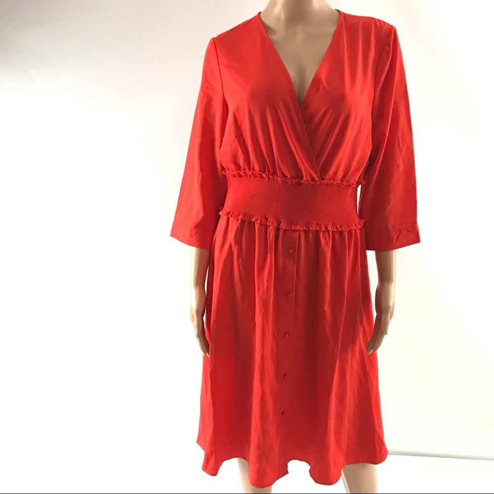 Y.A.S Yaspine Smock Dress Petite D2D Red Size LP